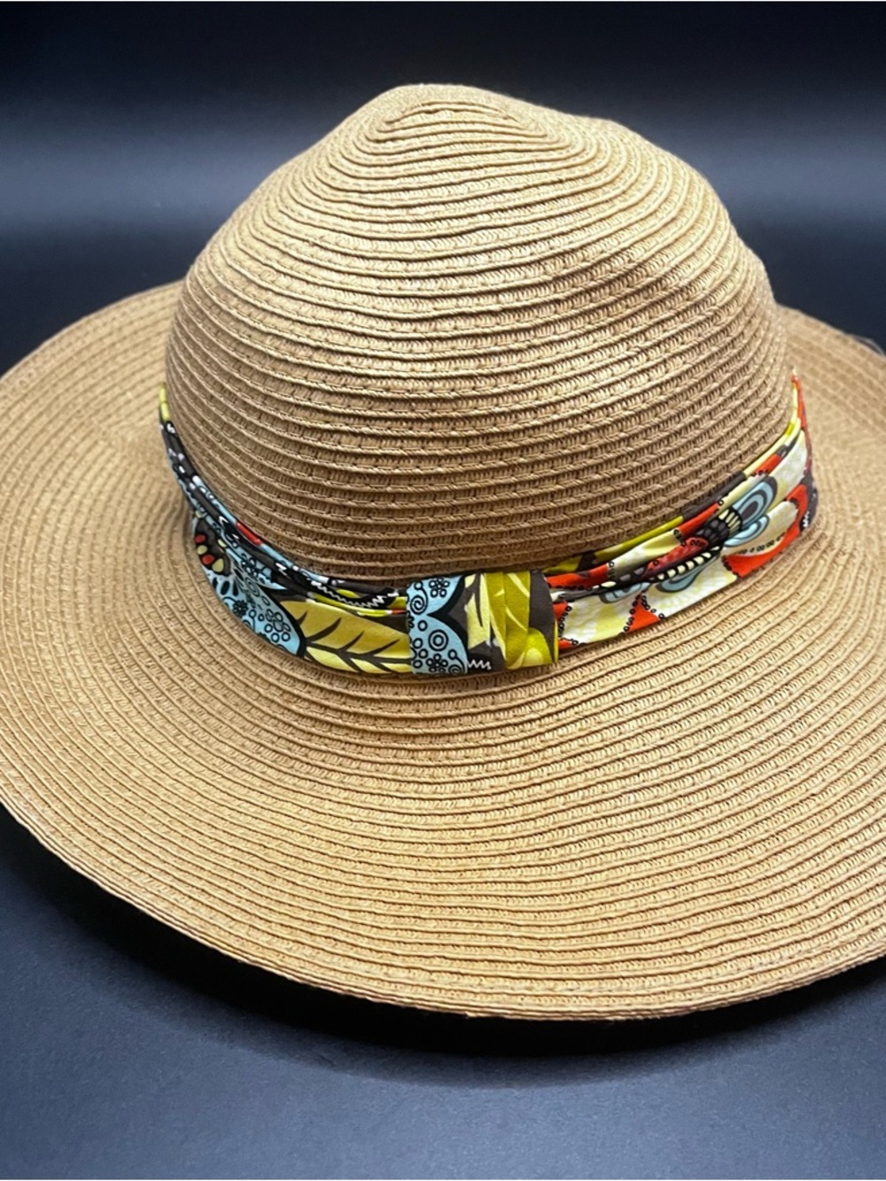 Vera Bradley Woven Straw Wide Brimmed Floppy Sun Beach Hat Retired Floral Print - Picture 4 of 6